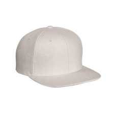 Adult 6-Panel Melton Wool Structured Flat Visor Classic Snapback Cap