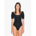 Ladies' Cotton Spandex Short Sleeve Double U-Neck Bodysuit