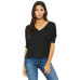 Ladies' Flowy Boxy Half-Sleeve V-Neck T-Shirt