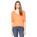 Ladies' Flowy Boxy Half-Sleeve V-Neck T-Shirt