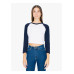 Ladies' Poly-Cotton 3/4-Sleeve Cropped T-Shirt