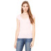 Ladies' Sheer Mini Rib Cap-Sleeve Deep V-Neck T-Shirt