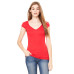 Ladies' Sheer Mini Rib Cap-Sleeve Deep V-Neck T-Shirt
