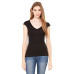 Ladies' Sheer Mini Rib Cap-Sleeve Deep V-Neck T-Shirt