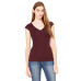 Ladies' Sheer Mini Rib Cap-Sleeve Deep V-Neck T-Shirt