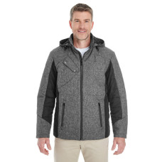 Men's Midtown Insulated Fabric-Block Jacket with Crosshatch Mélange