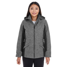 Ladies' Midtown Insulated Fabric-Block Jacket with Crosshatch Mélange