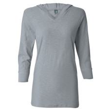 Ladies' 3/4-Sleeve Hooded Slub T-Shirt