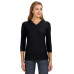 Ladies' 3/4-Sleeve Hooded Slub T-Shirt