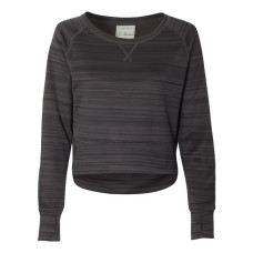 Ladies' Odyssey Striped Poly Fleece Hi-Lo Crew
