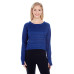 Ladies' Odyssey Striped Poly Fleece Hi-Lo Crew