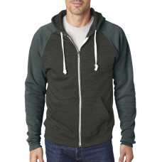 Adult Triblend Colorblock Full-Zip Fleece Hood