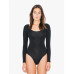 Ladies' Cotton Spandex Long Sleeve Double U-Neck Bodysuit