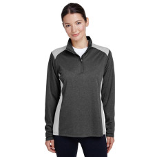 Ladies' Excel Mélange Interlock Performance Quarter-Zip Top