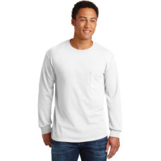 Gildan - Ultra Cotton 100% US Cotton Long Sleeve T-Shirt with Pocket.  2410