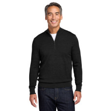 Brooks Brothers Washable Merino Birdseye 1/4-Zip Sweater BB18412