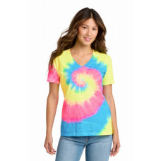 Port & Co Women's Tie-Dye V-Neck Tee.  LPC147V
