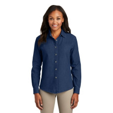 Port & Co Women's Long Sleeve Value Denim Shirt.  LSP10