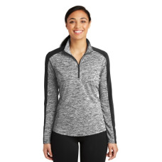 Sport-Tek Women's PosiCharge Electric Heather Colorblock 1/4-Zip Pullover. LST397