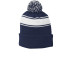 Sport-Tek Stripe Pom Pom Beanie.  STC28