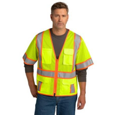 CornerStone  ANSI 107 Class 3 Surveyor Mesh Zippered Two-Tone Short Sleeve Vest. CSV106