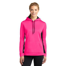 Sport-Tek Ladies Sport-Wick Fleece Colorblock Hooded Pullover. LST235