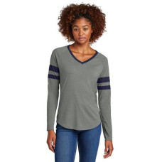 Sport-Tek Ladies Halftime Stripe Long Sleeve V-Neck Tee LST6043