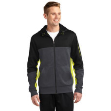 Sport-Tek Tech Fleece Colorblock Full-Zip Hooded Jacket. ST245