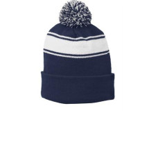 Sport-Tek Stripe Pom Pom Beanie.  STC28