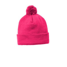 Sport-Tek  Solid Pom Pom Beanie. STC37