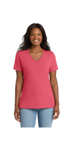 Port & Co Women's Core Cotton V-Neck Tee. LPC54V Port & Co Women's Core Cotton V-Neck Tee. LPC54V