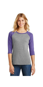 District Women's Perfect Tri 3/4-Sleeve Raglan. DM136L