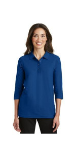 Port Authority Women's Silk Touch 3/4-Sleeve Polo. L562