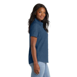 Port & Co Women's Short Sleeve Value Denim Shirt.  LSP11