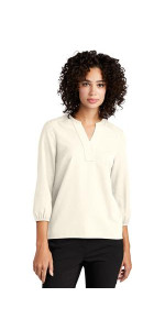 Mercer+Mettle Women's Stretch Crepe 3/4-Sleeve Blouse MM2011